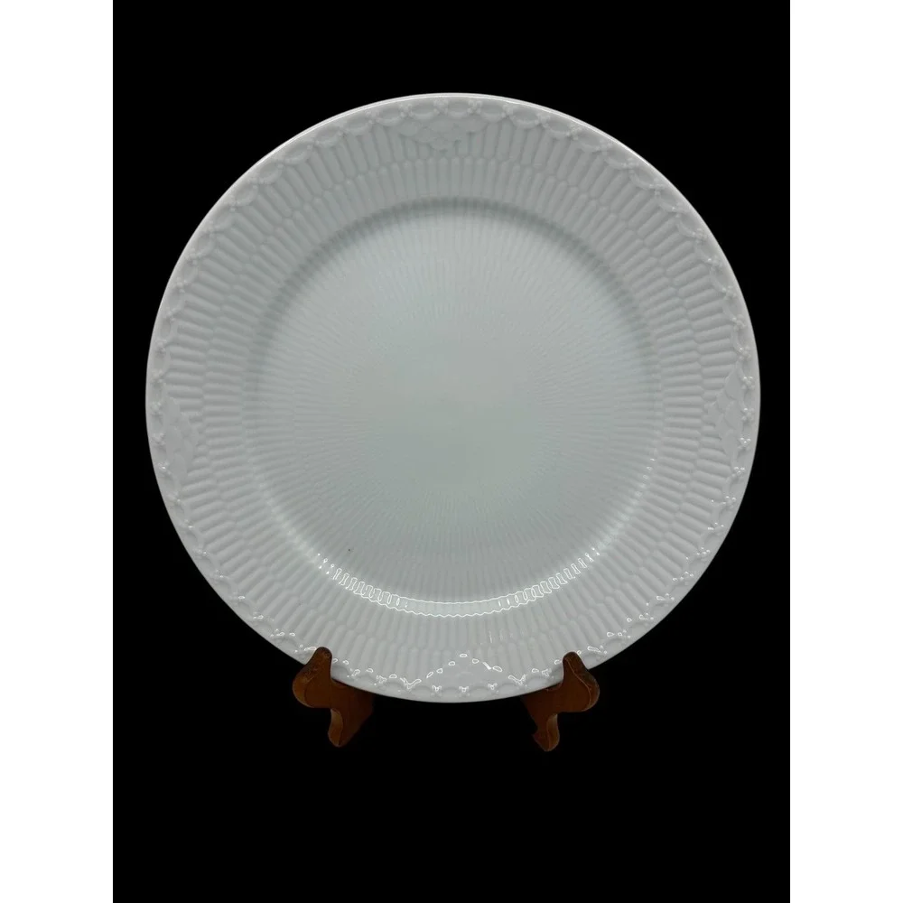 Royal Copenhagen White Half Lace Large Dinner Plate Danish Fluted Porcelain